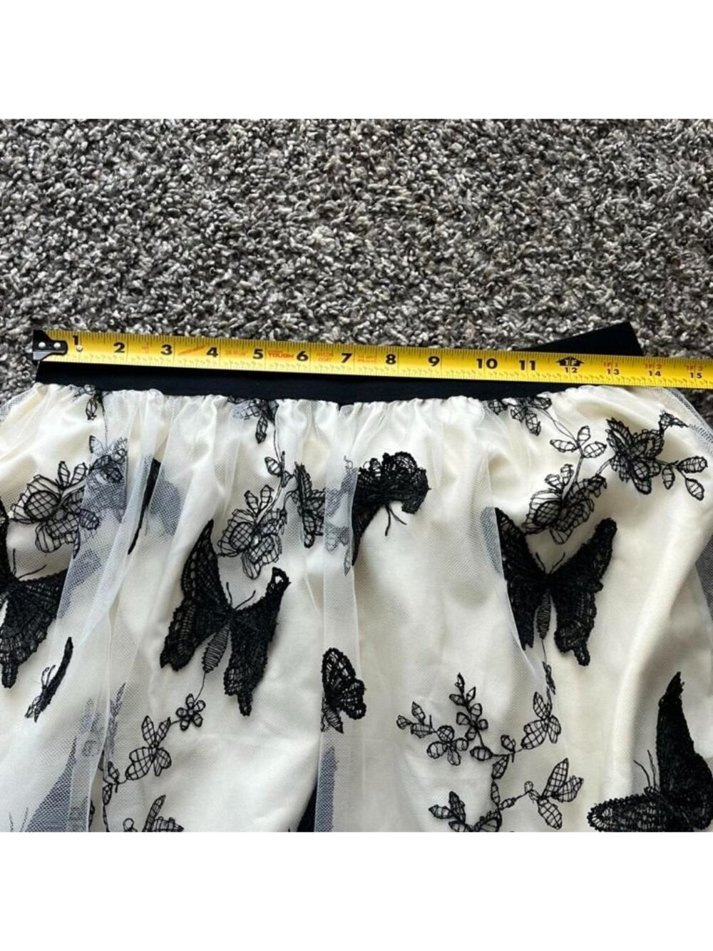 Black and White Butterfly Skirt & Overlay Size Large Fairycore Whimsical Cottage - Picture 5 of 6